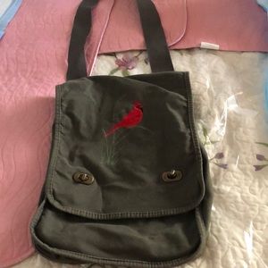 World renowned Gwen Frostick artist hobo bag with red cardinal
